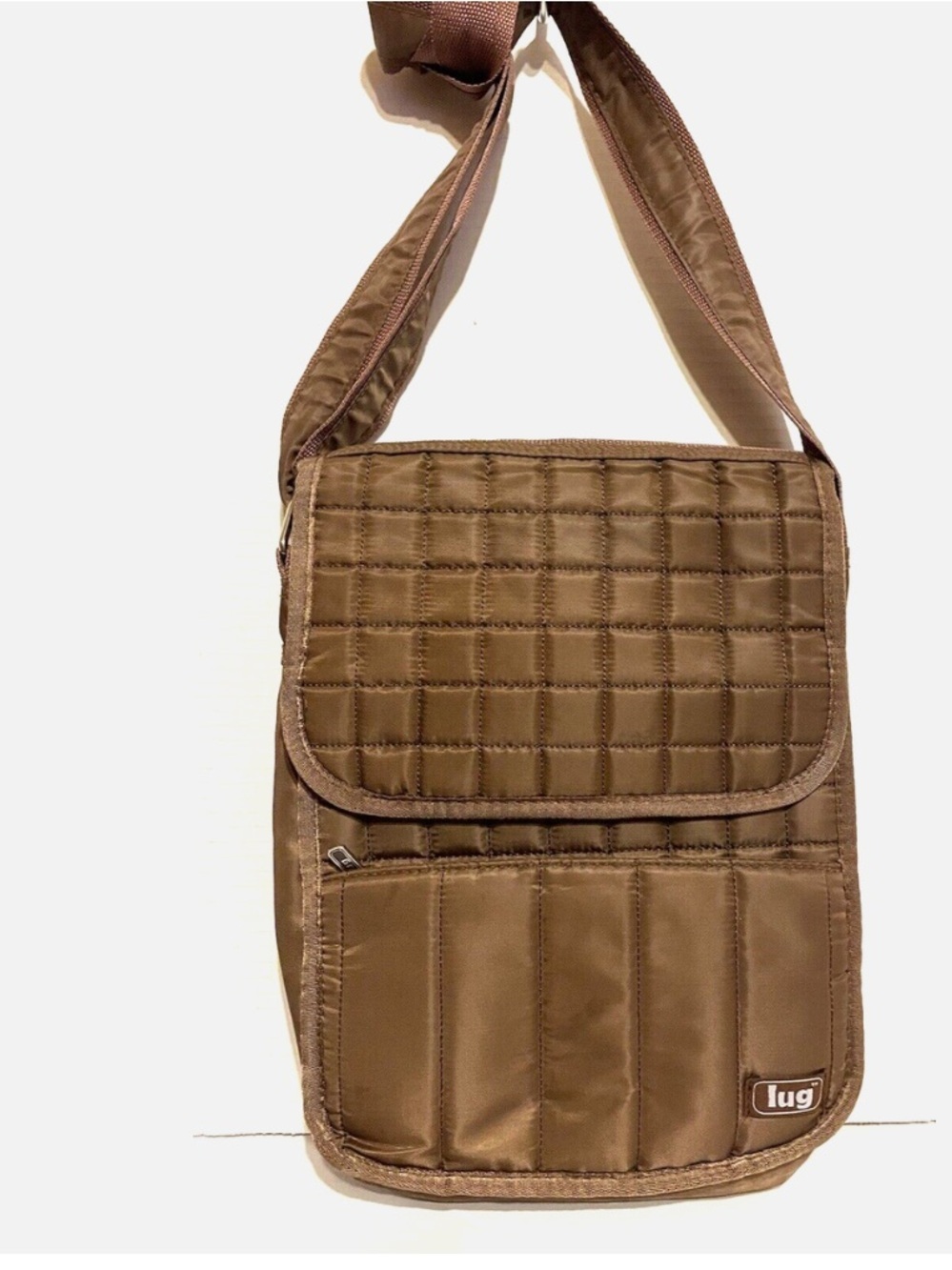 Lug Moped Day Pack Crossbody Bag Walnut Brown Quilted Travel Travel